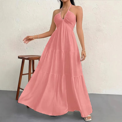 BR6703 Vestido Longo Feminino Estilo Boho – Decote em V Profundo, Ombros à Mostra, Cintura Alta e Cinto – Ideal para Casamentos e Festivais (Campeão de Vendas)