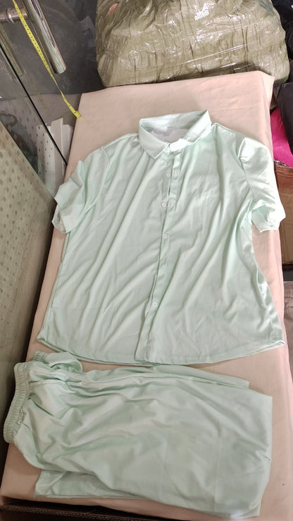 Conjunto Casual Esportivo (Tamanhos P a 5GG): Camisa de Manga Curta com Lapela e Calça Larga – Tendência e Estilo