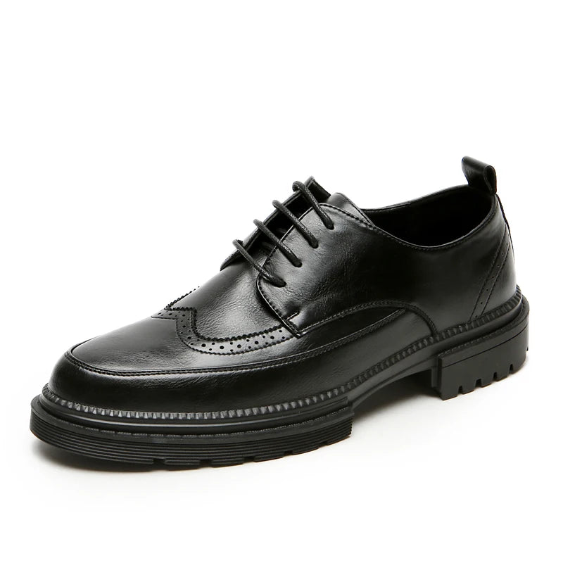 Novidade: Sapato Masculino Social de Plataforma em PU – Estilo Executivo, Antiderrapante e Formal (Ideal para Casamentos)