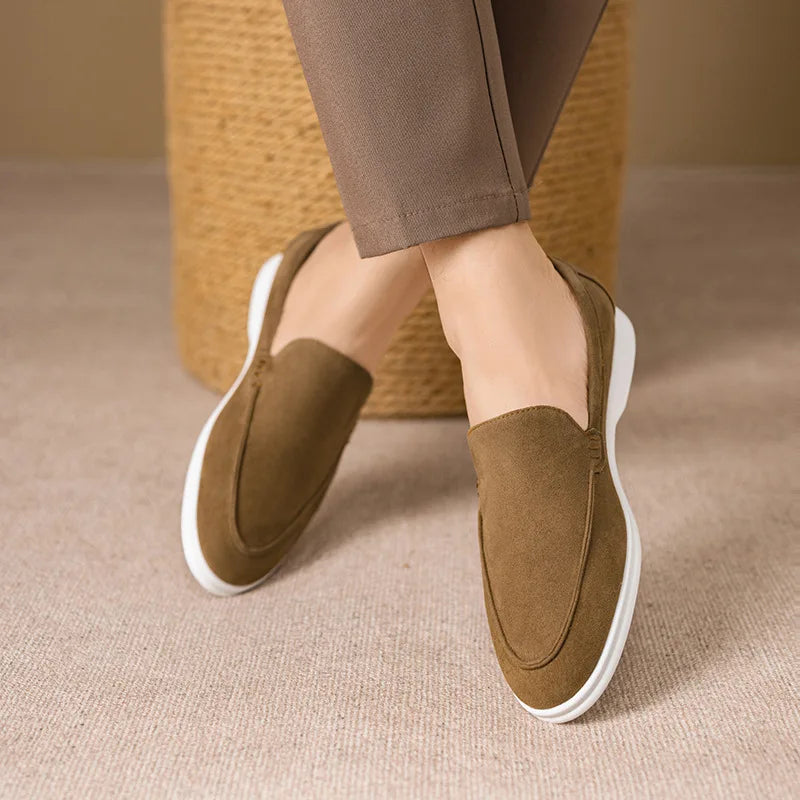 Mocassins Masculinos Estilo Beckham para Verão – Casual, Sem Cadarço (Slip-on), Confortáveis para Dirigir, Cabedal em Lona, Resistentes, Disponíveis em Tamanhos Grandes