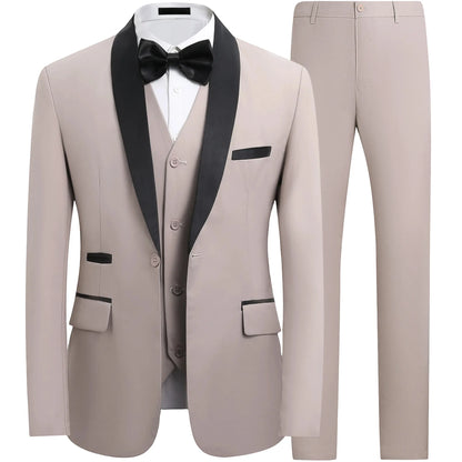 Suit Set Mens Korean-style Slim-fit Groom Wedding Dress Business Formal Three-piece