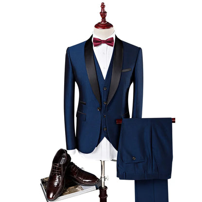 DE0061RV Hot Trend 3-Pieces Single Button Slim Casual Men's Suits and Blazer Sehe Fashion