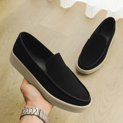 Mocassins masculinos de camurça, estilo slip-on, casuais, leves, respiráveis e confortáveis para caminhada