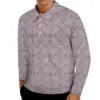 Camisa Polo Masculina Plus Size de Manga Longa com Estampa de Plumeria (Estilo Havaiano) e Design de Tatuagem Polinésia/Samoana