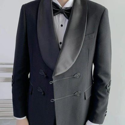 Ternos masculinos traje homme lapela larga fino ajuste casamento noivo baile formal blazer feito sob medida 2 peças preto personalizado