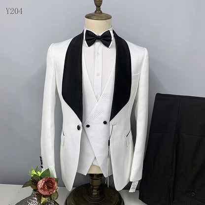 XS-4XL Men's Small Suit Three Piece Casual Wedding Banquet Bridesman and Groom Business Men's Suit