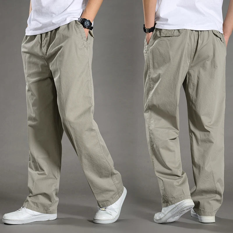Calças de carga masculinas verão primavera algodão trabalho wear novo em tamanho grande 6xl casual escalada joggers sweatpants hombre outono