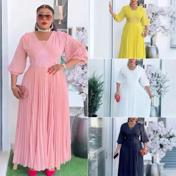 Vestido longo de festa elegante e ajustado para mulheres, em chiffon, com capa, mangas sino e detalhes em renda.