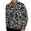 Camisa Polo Masculina Plus Size de Manga Longa com Estampa de Plumeria (Estilo Havaiano) e Design de Tatuagem Polinésia/Samoana