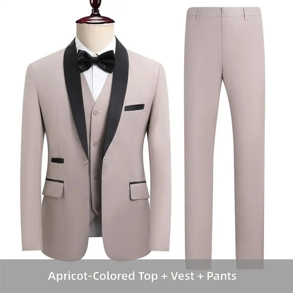 Shengqiu Aristocratic 2025 Summer Wedding Suit Groom High-end Business Casual Men's Slim-fit Three-piece
