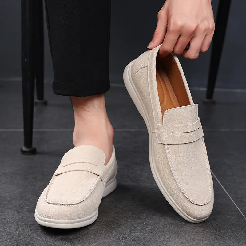 Mocassins casuais de luxo da moda para homens, estilo personalizado para caminhada, respiráveis, sem fecho, para todas as estações