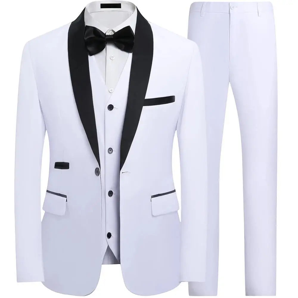 Suit Set Mens Korean-style Slim-fit Groom Wedding Dress Business Formal Three-piece
