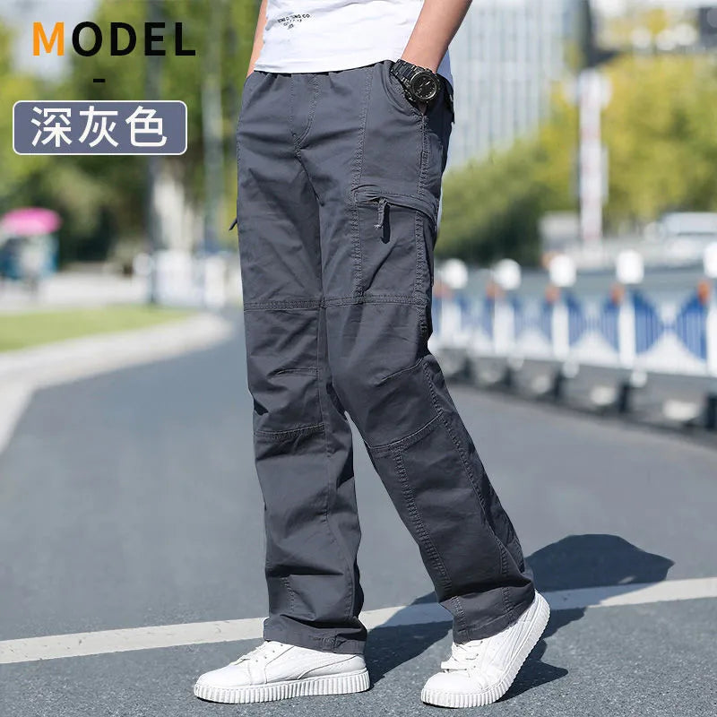 Calças de carga masculinas verão primavera algodão trabalho wear novo em tamanho grande 6xl casual escalada joggers sweatpants hombre outono