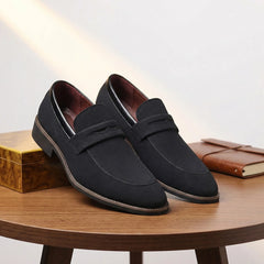 Sapatos casuais masculinos de estilo britânico, versáteis, retrô e confortáveis, feitos à mão em couro nobuck de alta qualidade.