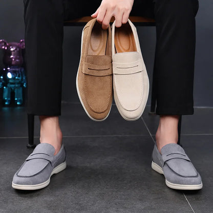 Mocassins casuais de luxo da moda para homens, estilo personalizado para caminhada, respiráveis, sem fecho, para todas as estações