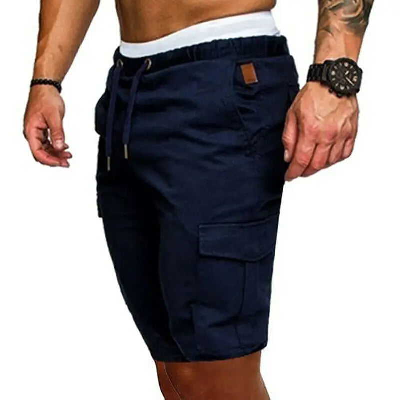 Calções casuais dos homens verão carga shorts ginásio esporte correndo treino calças de carga jogger cordão sólido jogging shorts