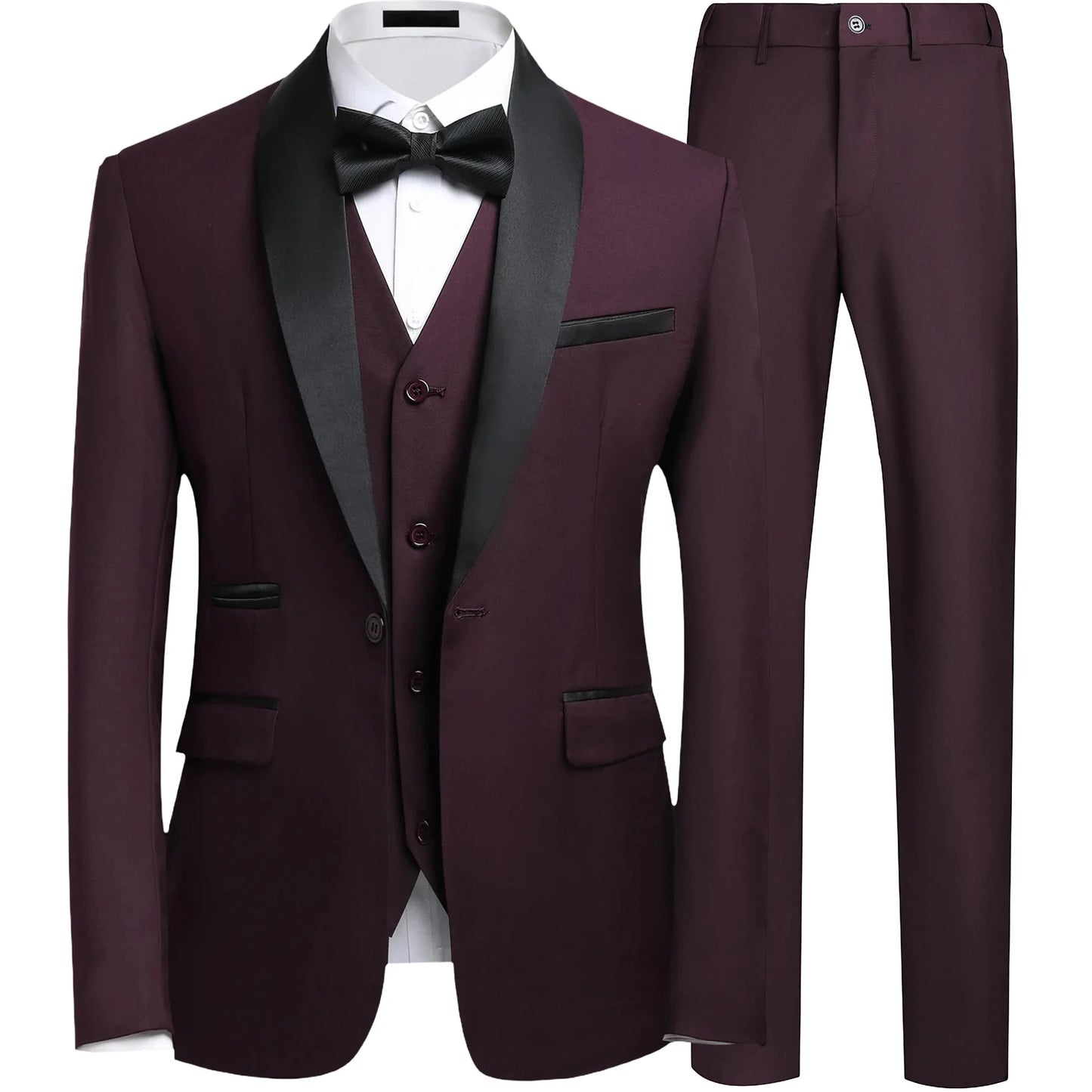 Suit Set Mens Korean-style Slim-fit Groom Wedding Dress Business Formal Three-piece