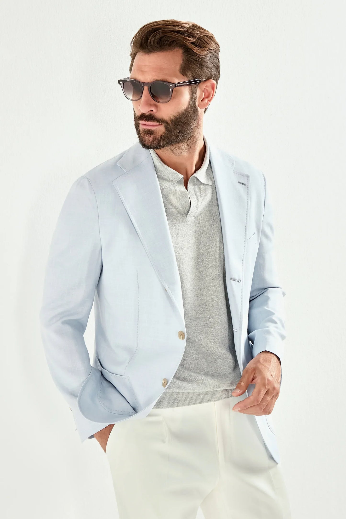 Ice blue Neapolitan jacket - Made in Italy