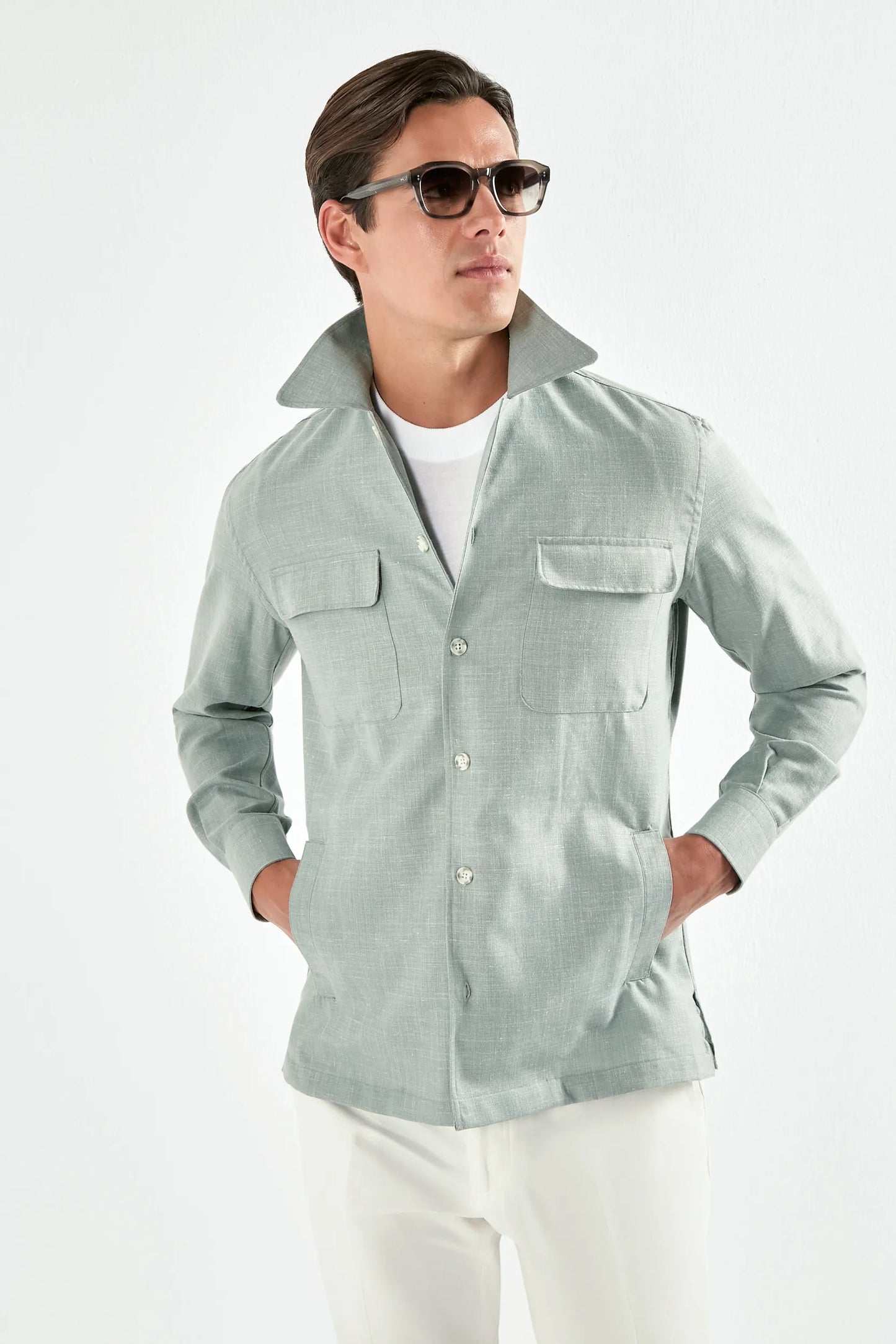 Light green overshirt - Made in Italy