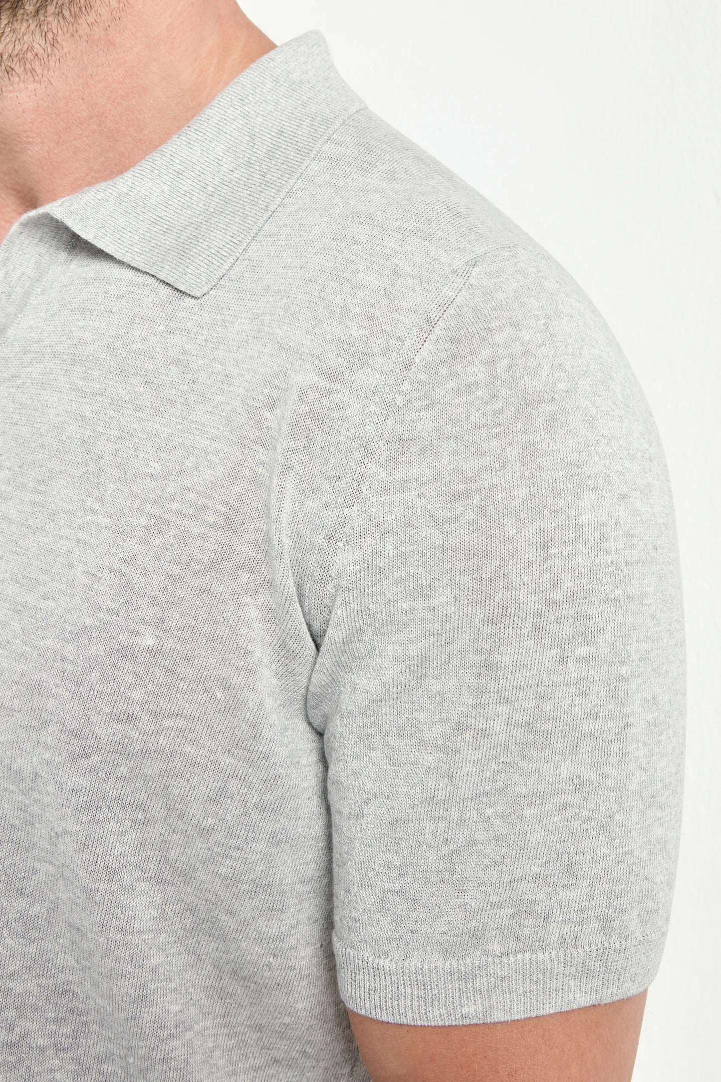 Light grey cotton and linen polo - Made in Italy