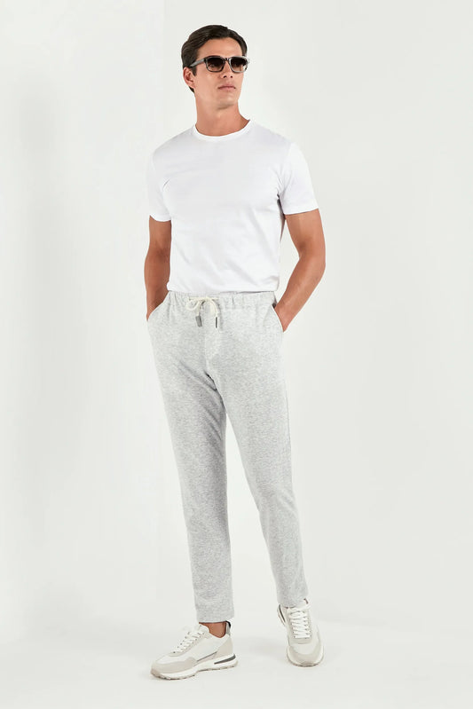 Light grey jersey jogger pants - Made in Italy