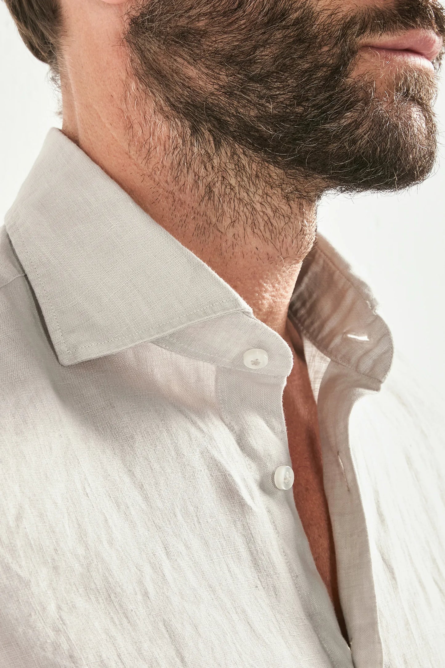 Light stone garment dyed linen shirt - Made in Italy