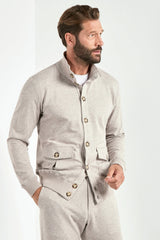 Light taupe jersey cardigan - Made in Italy