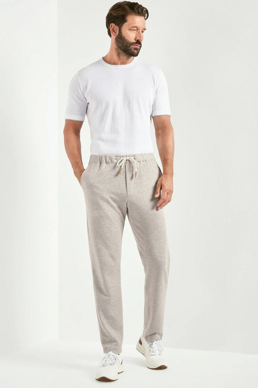 Light taupe jersey jogger pants - Made in Italy