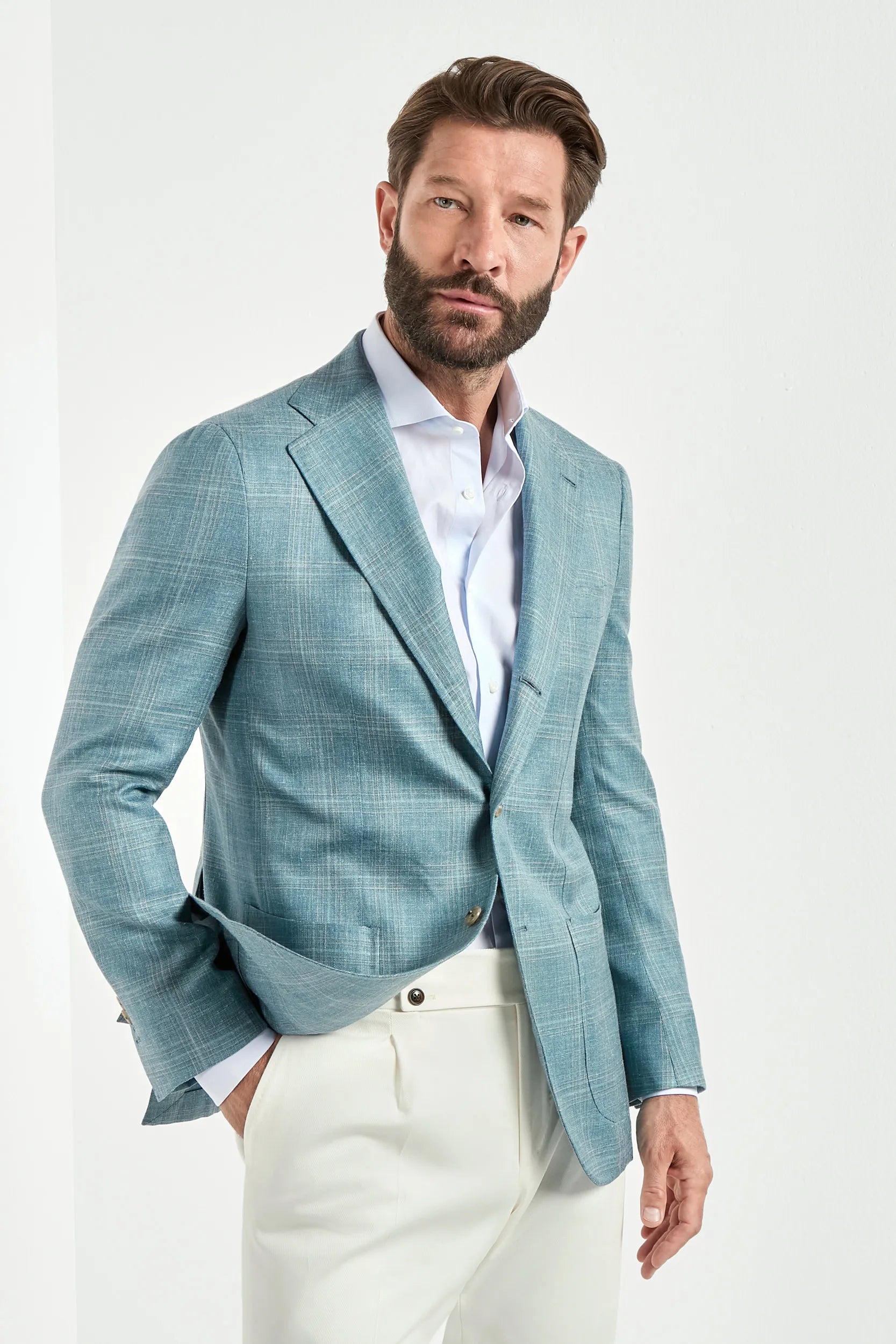 Light teal Neapolitan jacket - Made in Italy
