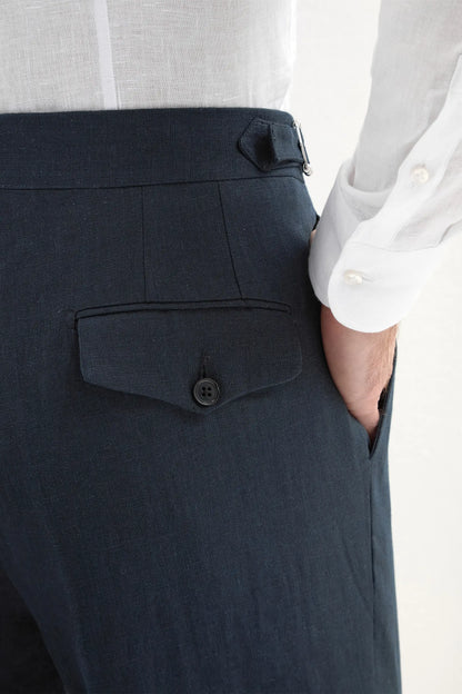 Navy linen shorts - Made in Italy