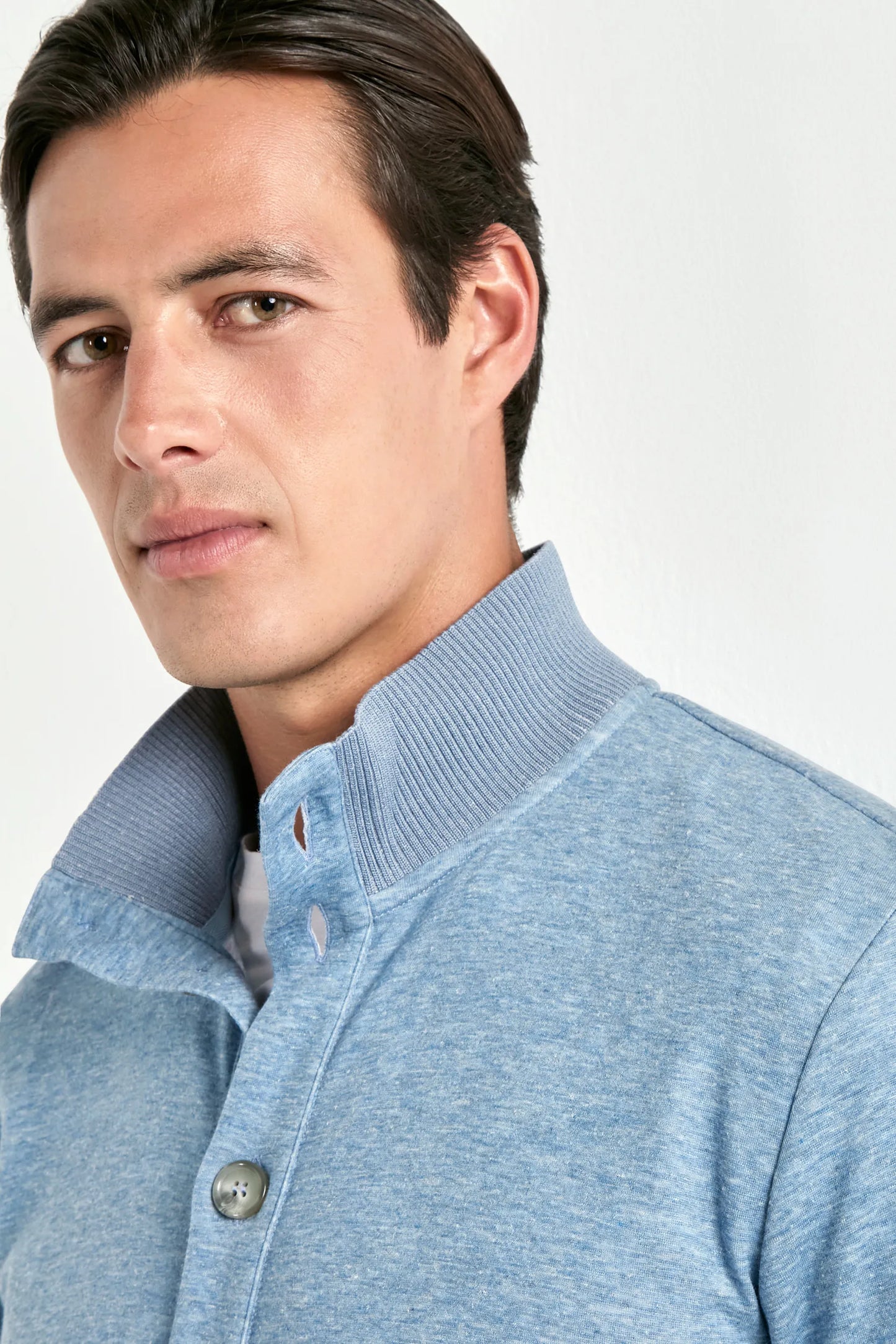 Ocean blue jersey cardigan - Made in Italy
