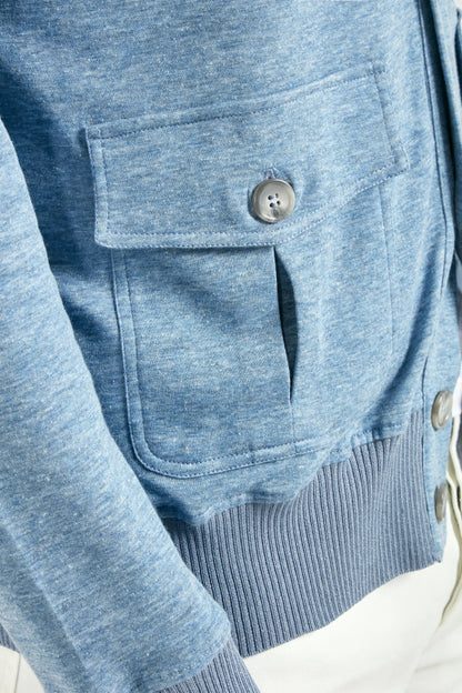 Ocean blue jersey cardigan - Made in Italy