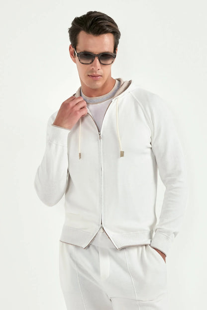 Off-white cashmere blend hoodie - Made in Italy