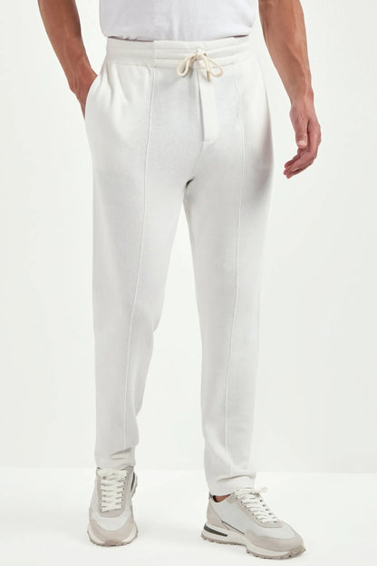 Off-white cashmere blend jogger pants - Made in Italy