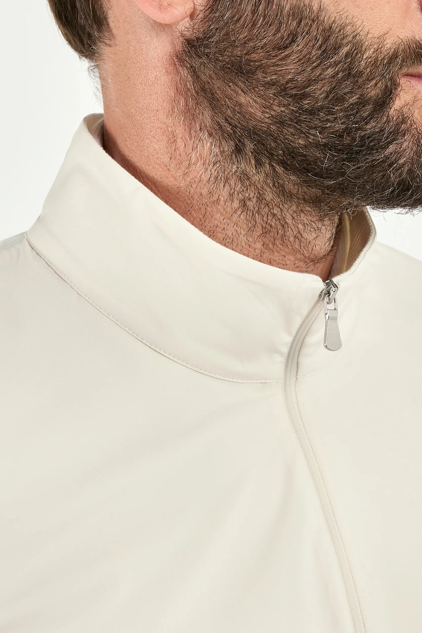 Off-white knit & nylon full zip - Made in Italy