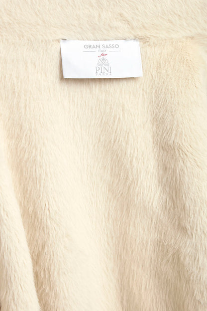 Off-white ribbed cashmere bomber with fur - Made in Italy