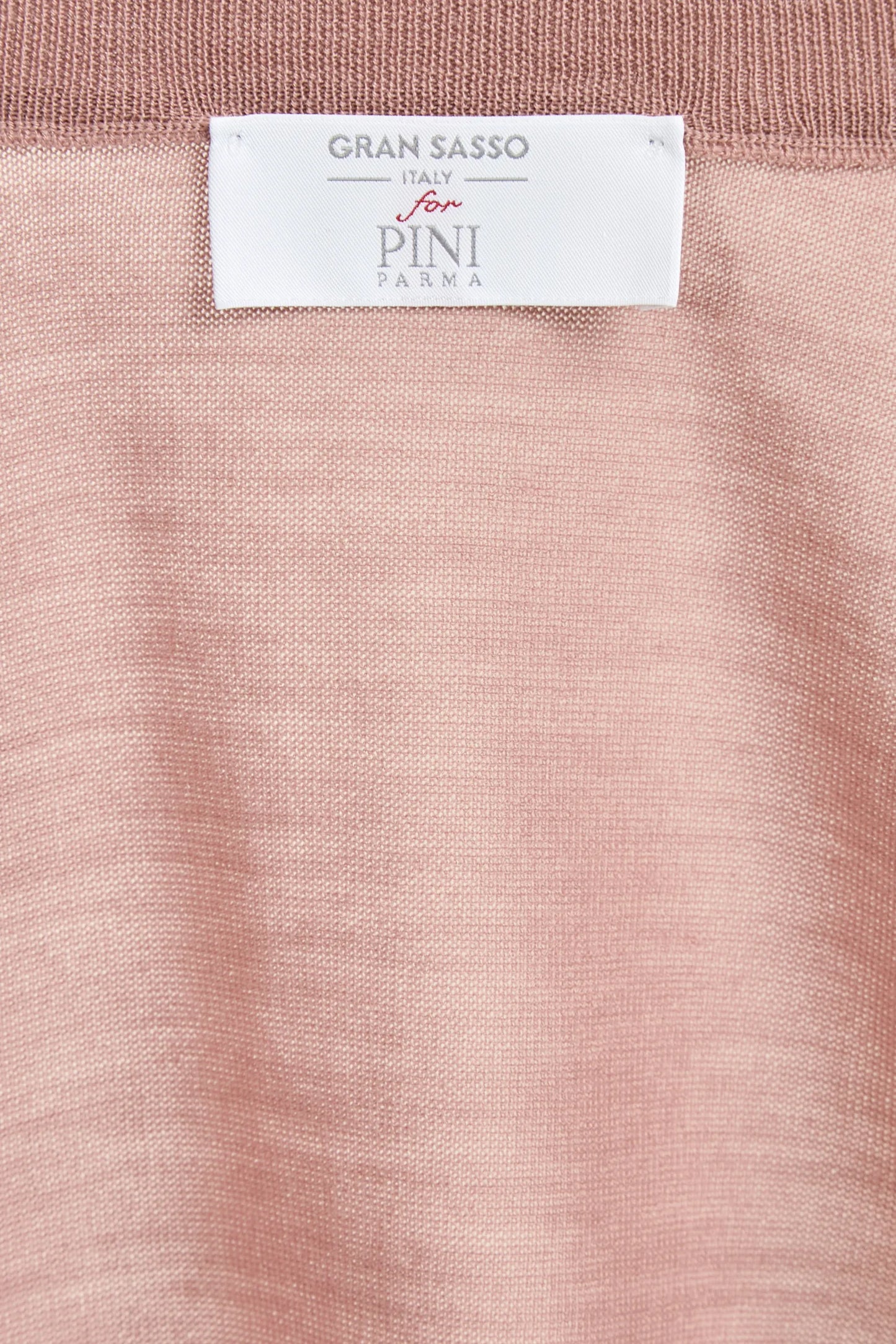 Old rose Tasmanian wool full zip cardigan - Made in Italy