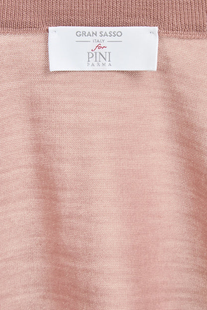 Old rose Tasmanian wool full zip cardigan - Made in Italy