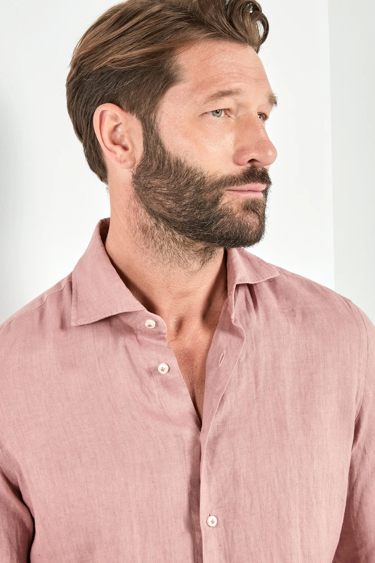 Old rose garment dyed linen shirt - Made in Italy