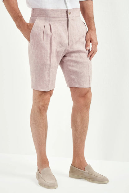 Old rose linen relaxed shorts - Made in  Italy
