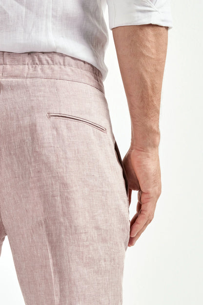 Old rose linen relaxed shorts - Made in  Italy