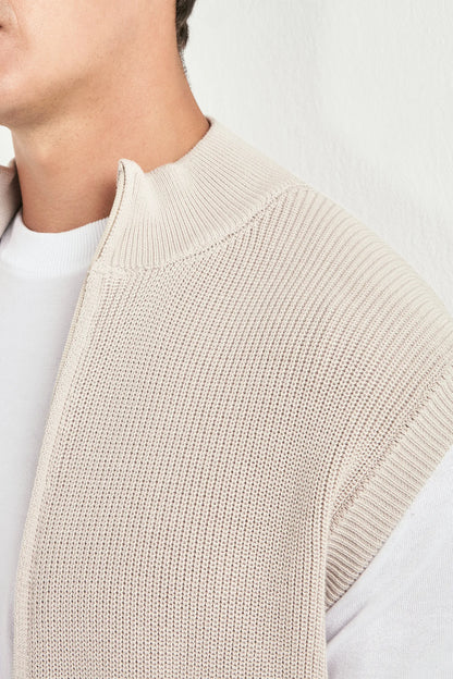 Beige knitted vest - Made in Italy
