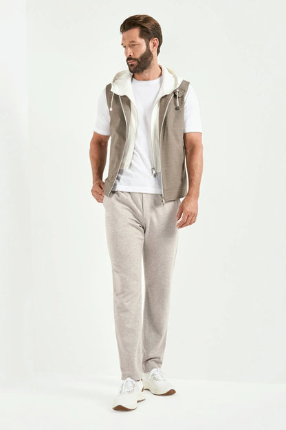 Tobacco hooded vest - Made in Italy