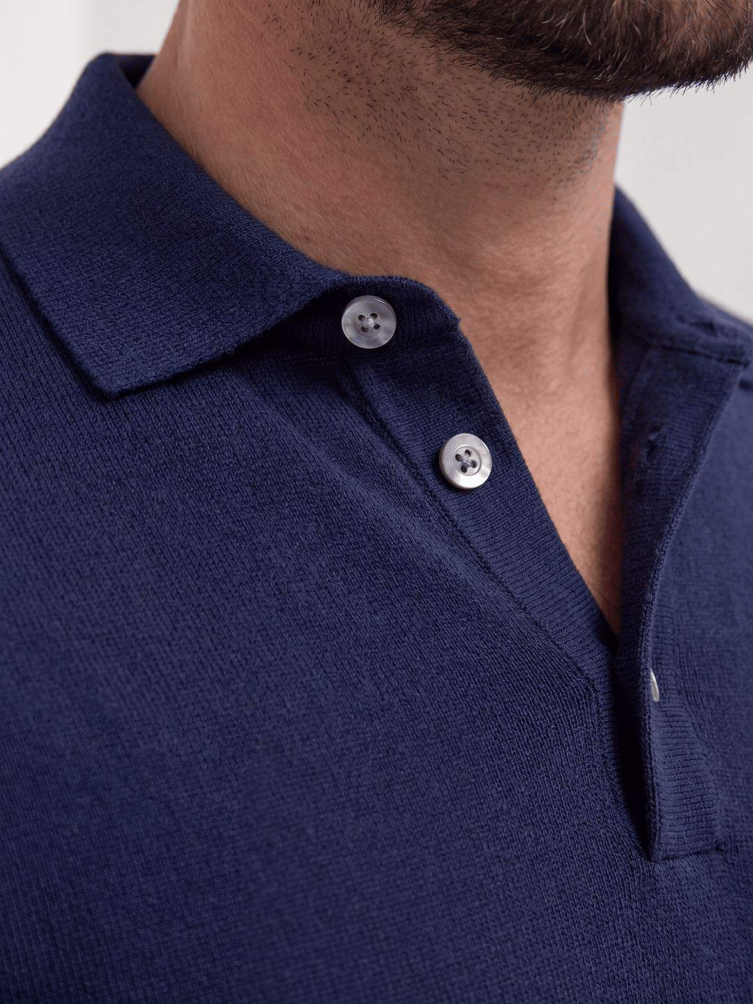 Blue long sleeve polo - Made in Italy