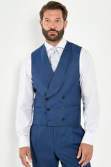 Royal blue double breasted waistcoat - Made in Italy