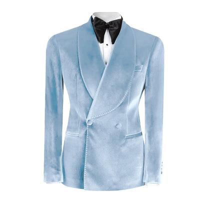 Ternos formais de veludo masculino, blazer duplo breasted, 1 peça, elegante, slim fit, roupas masculinas, casamento, negócios, casacos casuais