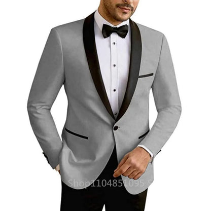 Casual sólido masculino blazer fino ajuste noivo terno de casamento jaqueta moda melhor homem jantar smoking casaco para negócios