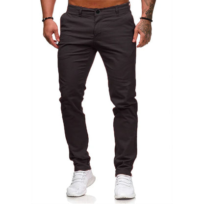 Men Slim Pants Autumn Male One Button Solid Color Straight Workwear Full Trousers BSD-8816