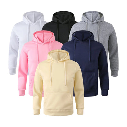 Moletom unissex quente, casual, cor sólida, estilo streetwear, com bolso, para esportes e fitness, disponível em várias cores.