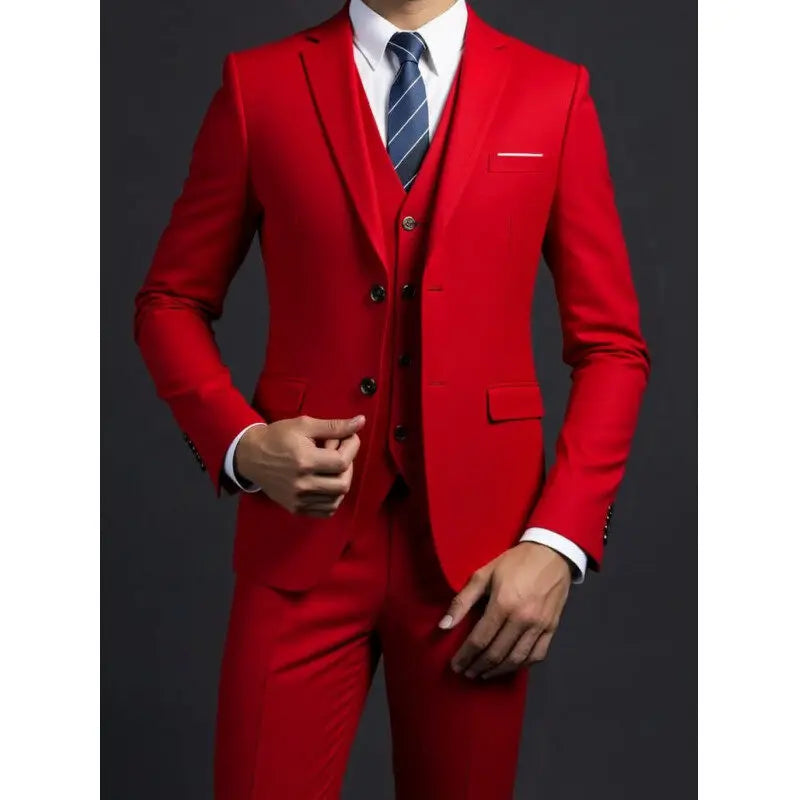 Terno (blazer + colete + calças) masculino elegante cavalheiro negócios estilo britânico cor sólida banquete anfitrião casual terno de casamento
